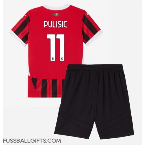 AC Milan Christian Pulisic #11 Fußballbekleidung Heimtrikot Kinder 2024-25 Kurzarm (+ kurze hosen)